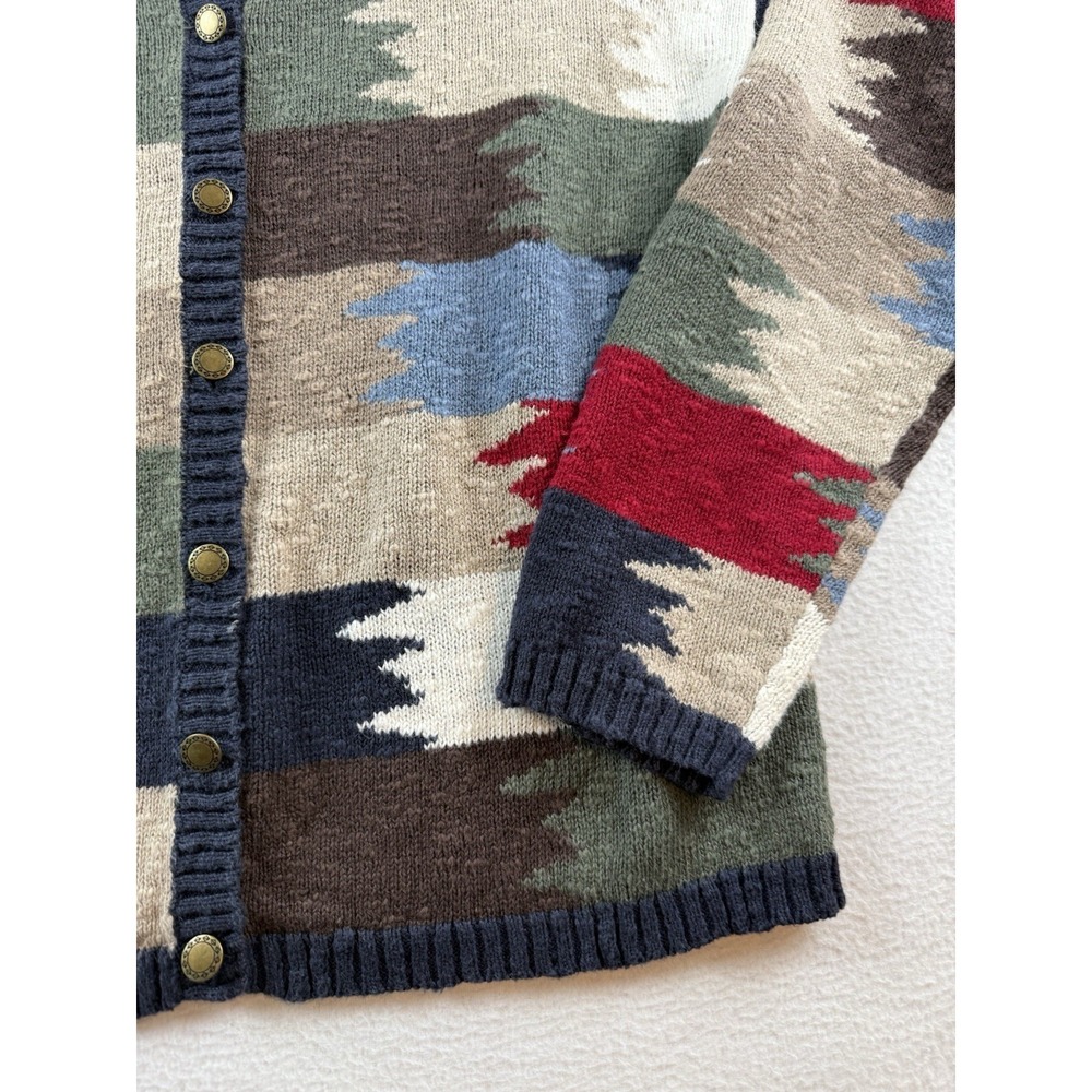 Vintage Christopher Banks Cardigan Sweater Colorful Patchwork Design Size M - Picture 2 of 10